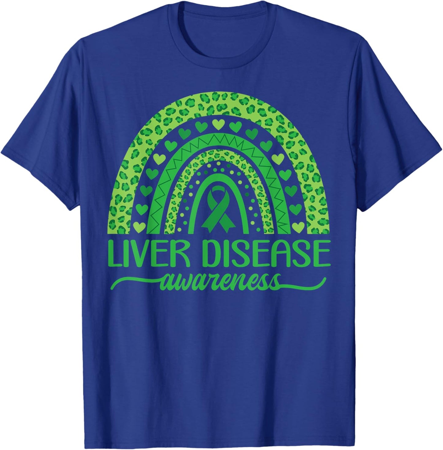 Boho Rainbow Liver Cancer Awareness with Green Ribbon T-Shirt - T-Shirt | Royal