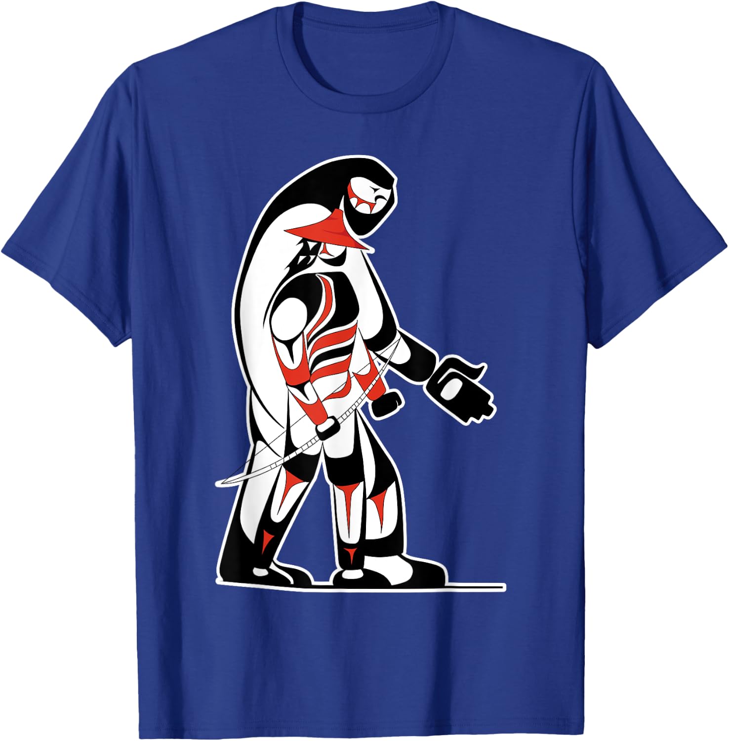 "The Hunter" Native Salish Artwork Hunter and Bigfoot Tribal T-Shirt - T-Shirt | Royal