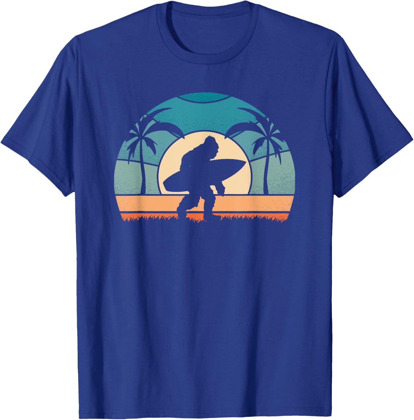 Bigfoot Surfer on the Beach Surfing Vintage Bigfoot Women Girls Kids T-Shirt - T-Shirt | Royal