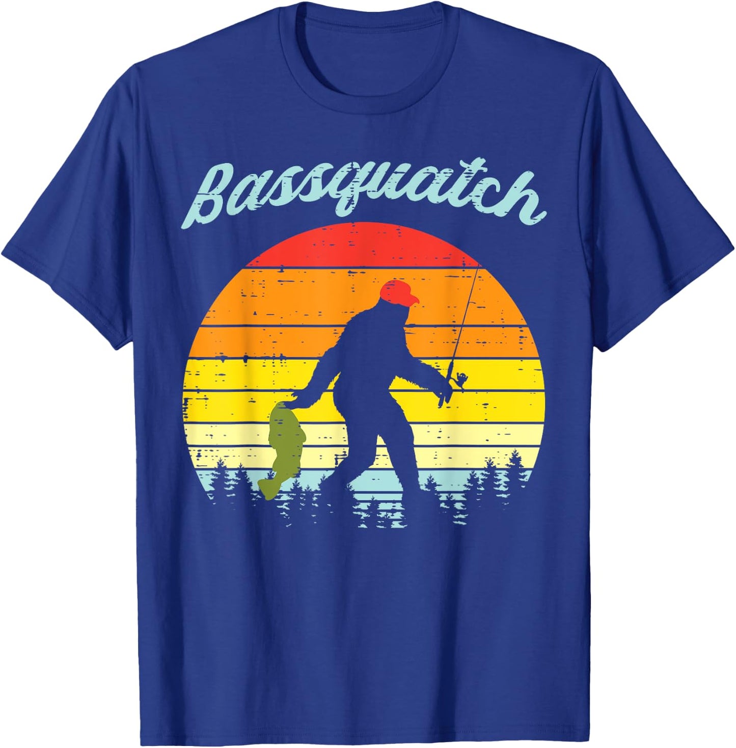 Bassquatch Bigfoot Sasquatch Fish Fishing Fisherman Gift T-Shirt - T-Shirt | Royal