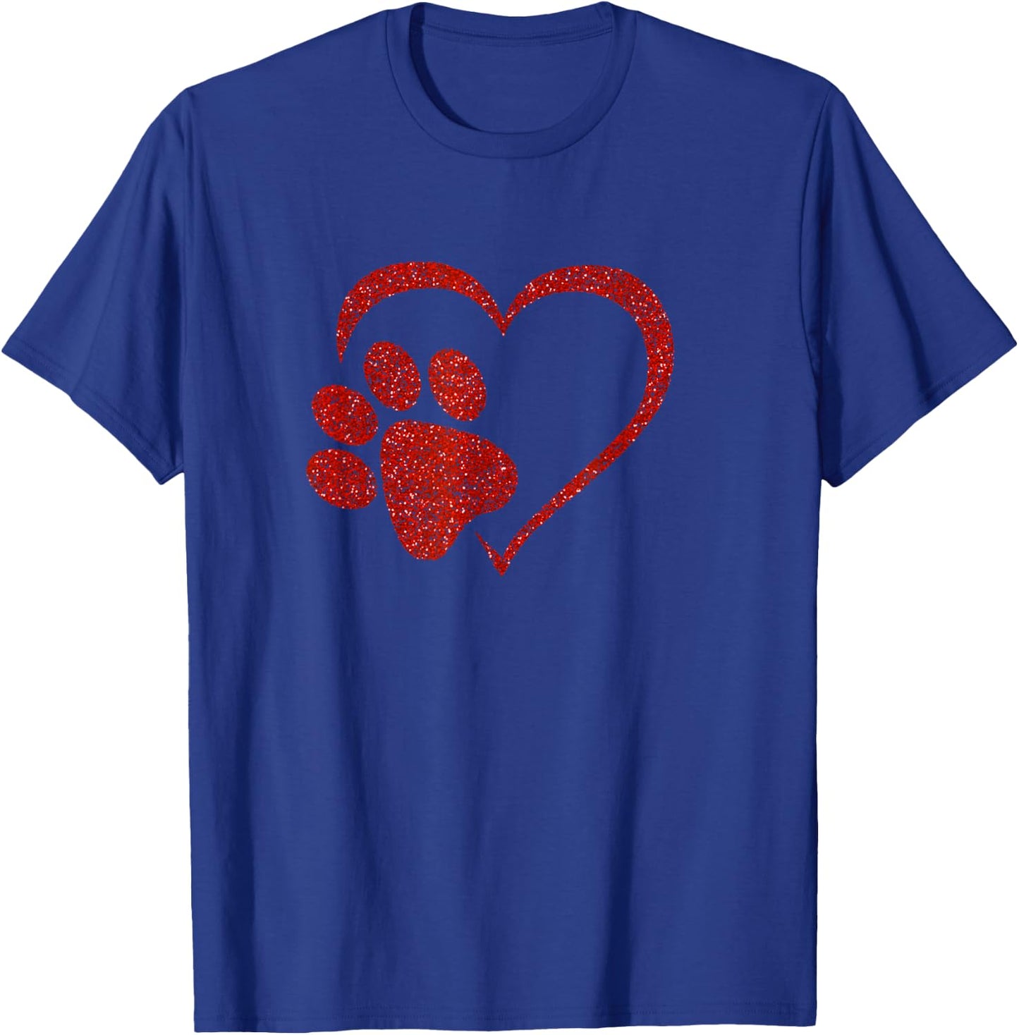 Dog Paw Print with red Heart for Valentine Day and Dog Lover T-Shirt - T-Shirt | Royal