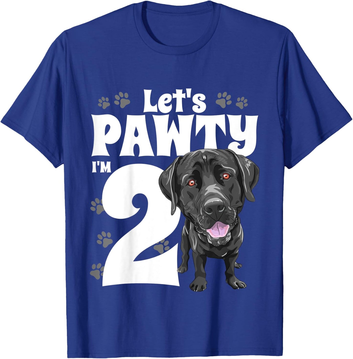 2 Year Old Black Lab Dog Birthday Pawty Labrador 2nd Gift Kids T-Shirt - T-Shirt | Royal