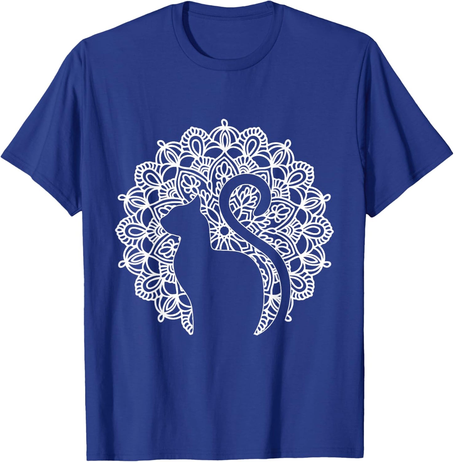 Cat Shirt Zen Cat Print Mandala Shirt Yoga T-Shirt - T-Shirt | Royal