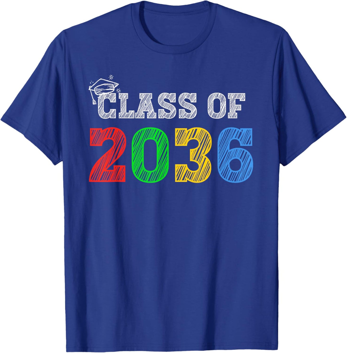 Class of 2036 Grow With Me Graduation First Day of School T-Shirt - T-Shirt | Royal