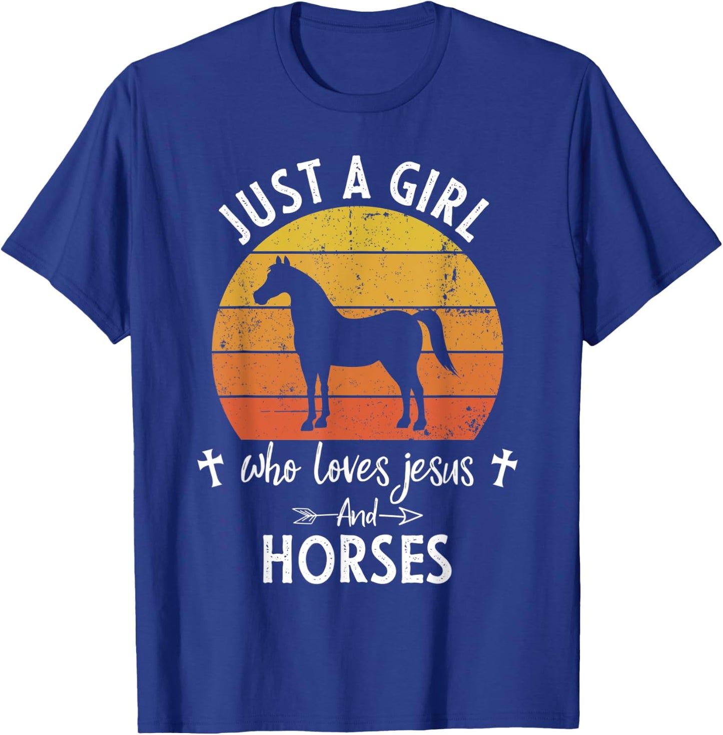 Just A Girl Who Loves Jesus And Horses Cute Christians Gift T-Shirt - T-Shirt | Royal