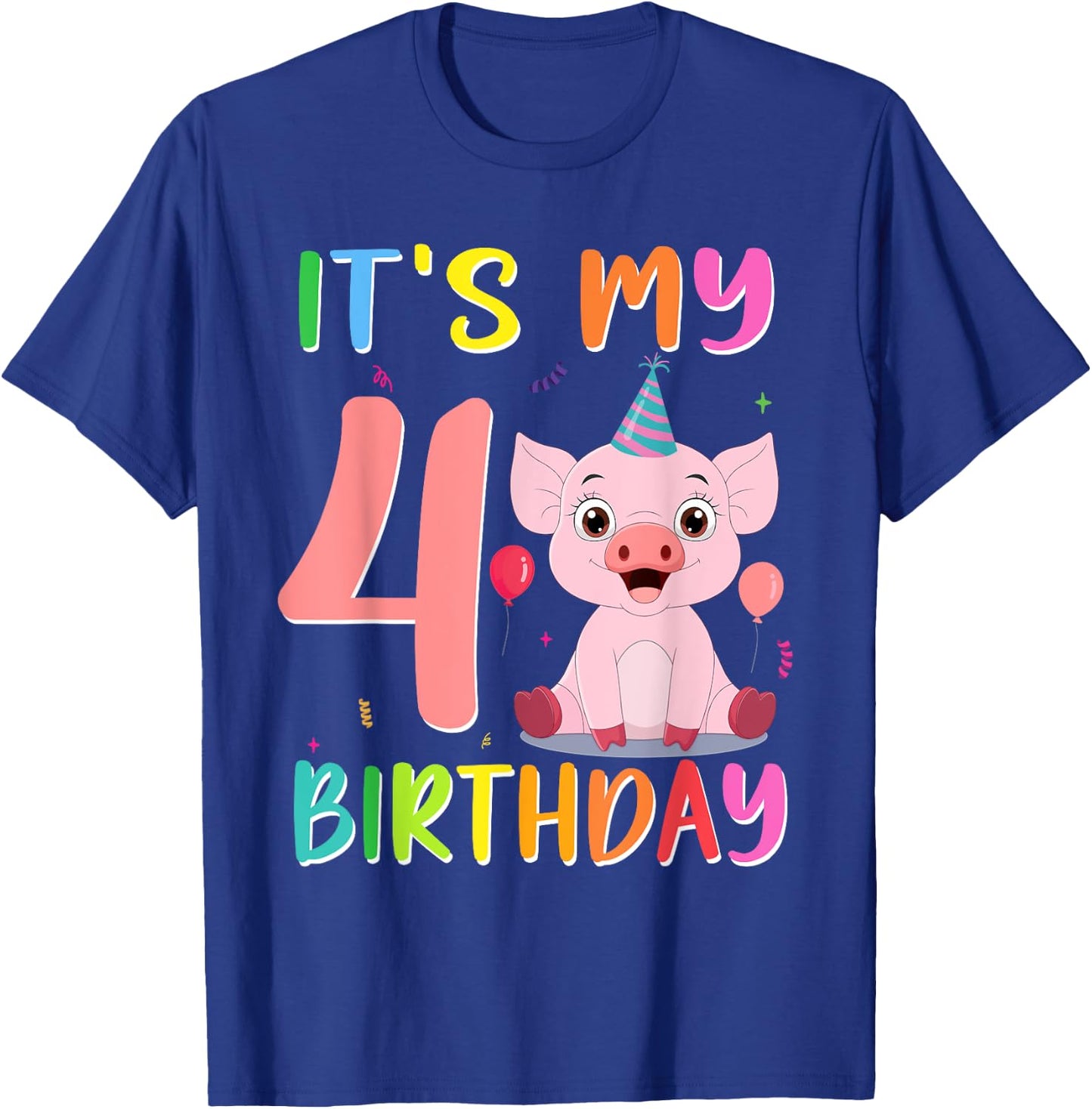 It’s My 4th Birthday Pig for Pig Lover 4 Year Old T-Shirt - T-Shirt | Royal