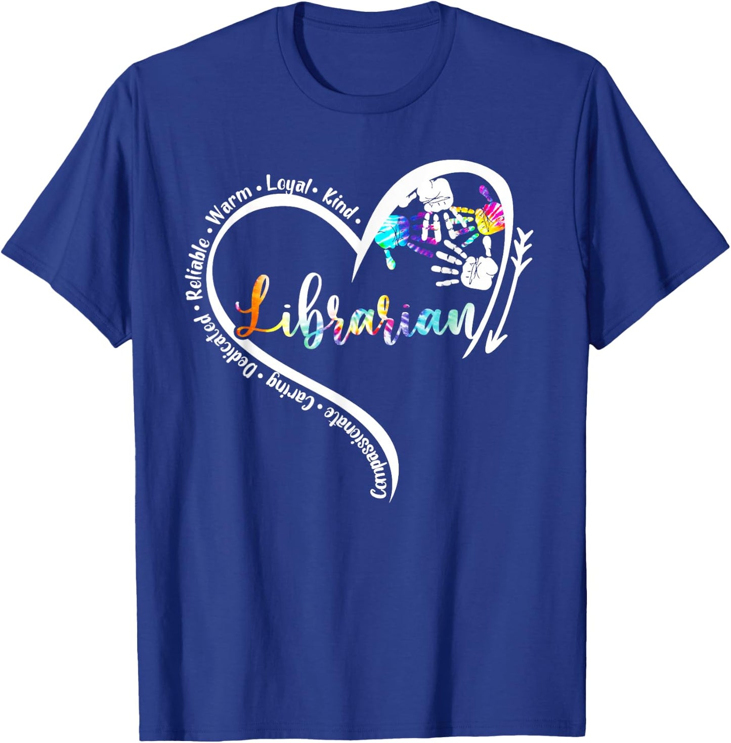 Tie Dye Heart Librarian Life Back2school Teachers Day T-Shirt - T-Shirt | Royal