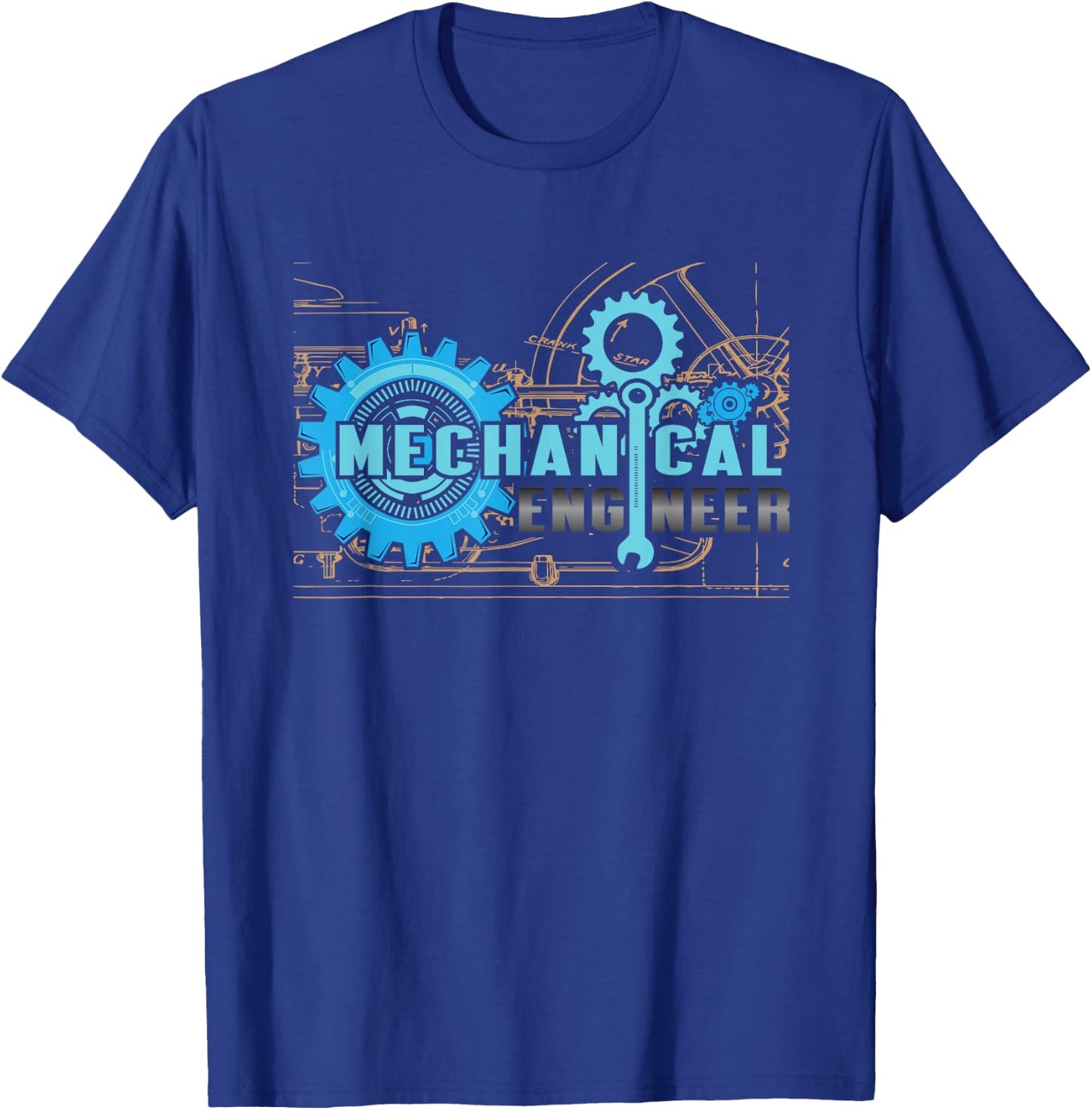 Mechanical Engineer Gears Wrench Technical Design T-Shirt - T-Shirt | Royal