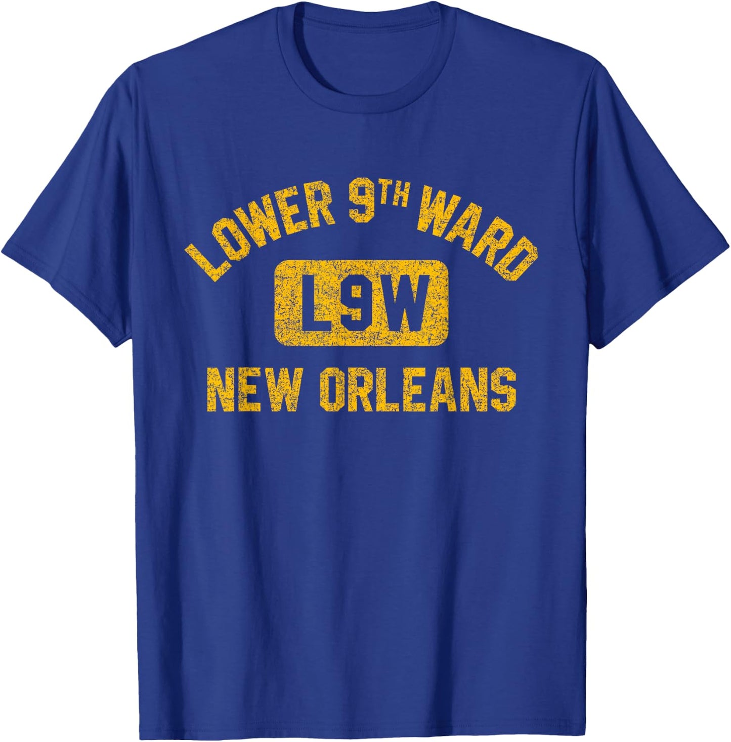Lower 9th Ward New Orleans Gym Style Distressed Amber Print T-Shirt - T-Shirt | Royal