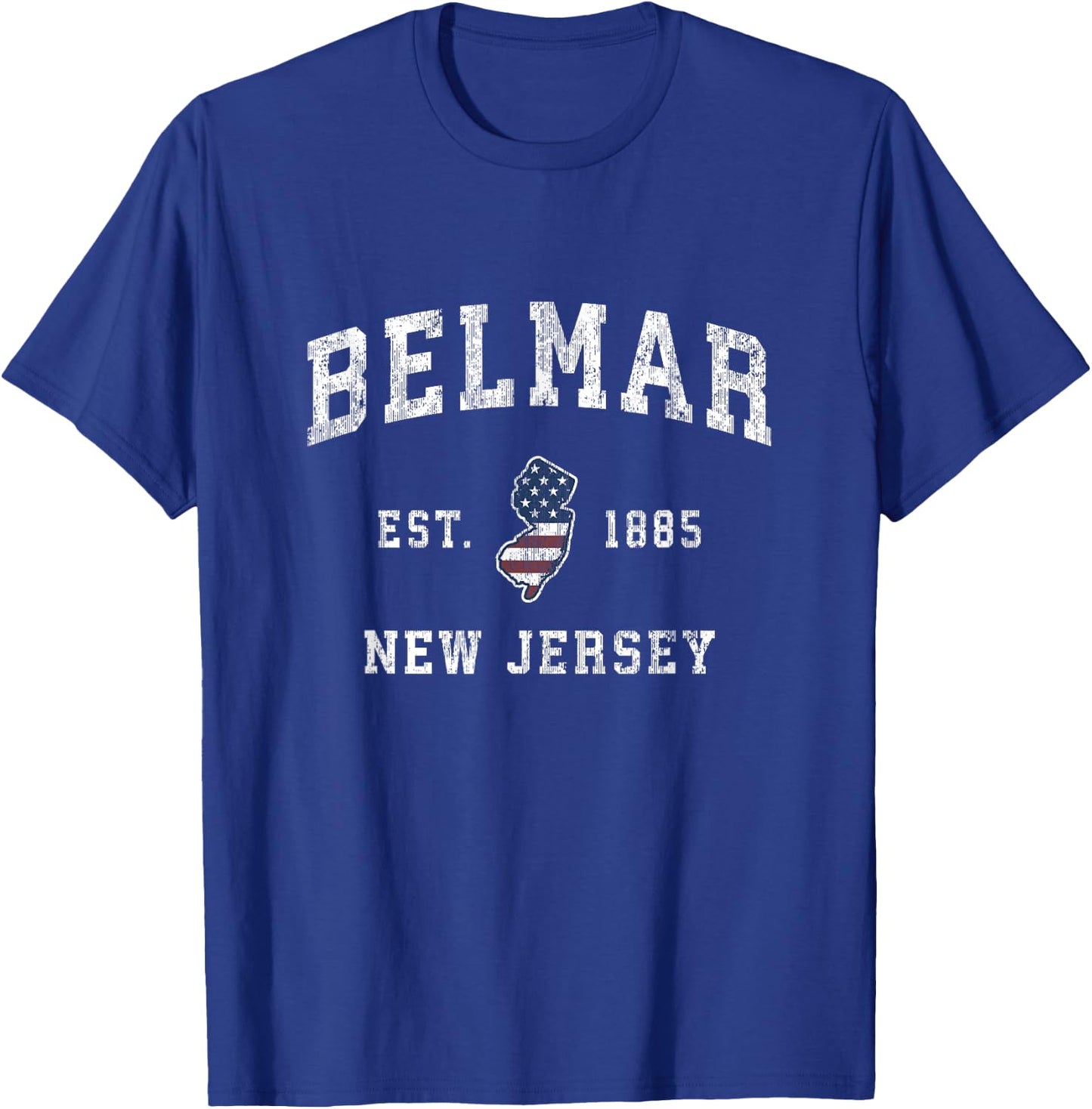 Belmar New Jersey NJ Vintage American Flag Sports Design T-Shirt - T-Shirt | Royal