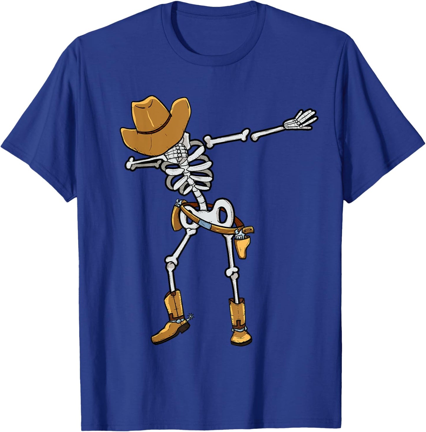 Dabbing Skeleton Cowboy Hat Halloween Jolly Roger For Boys T-Shirt - T-Shirt | Royal