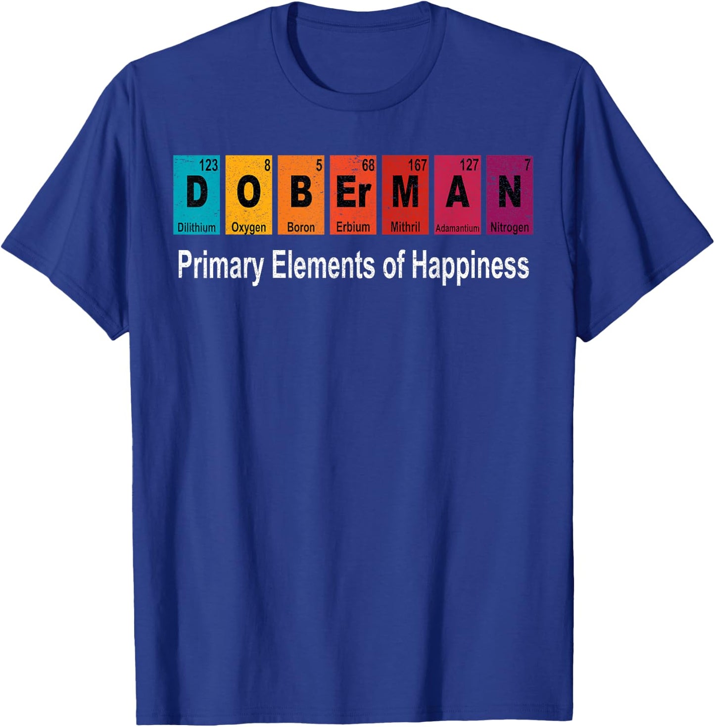 Vintage Doberman Dog Science Teacher Funny Periodic T-Shirt - T-Shirt | Royal