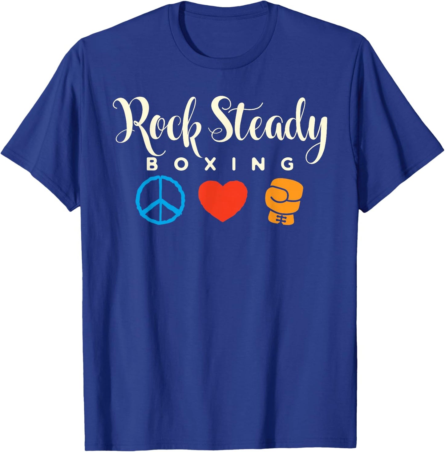 Peace Love Rock Steady Boxing Parkinson's T-Shirt - T-Shirt | Royal