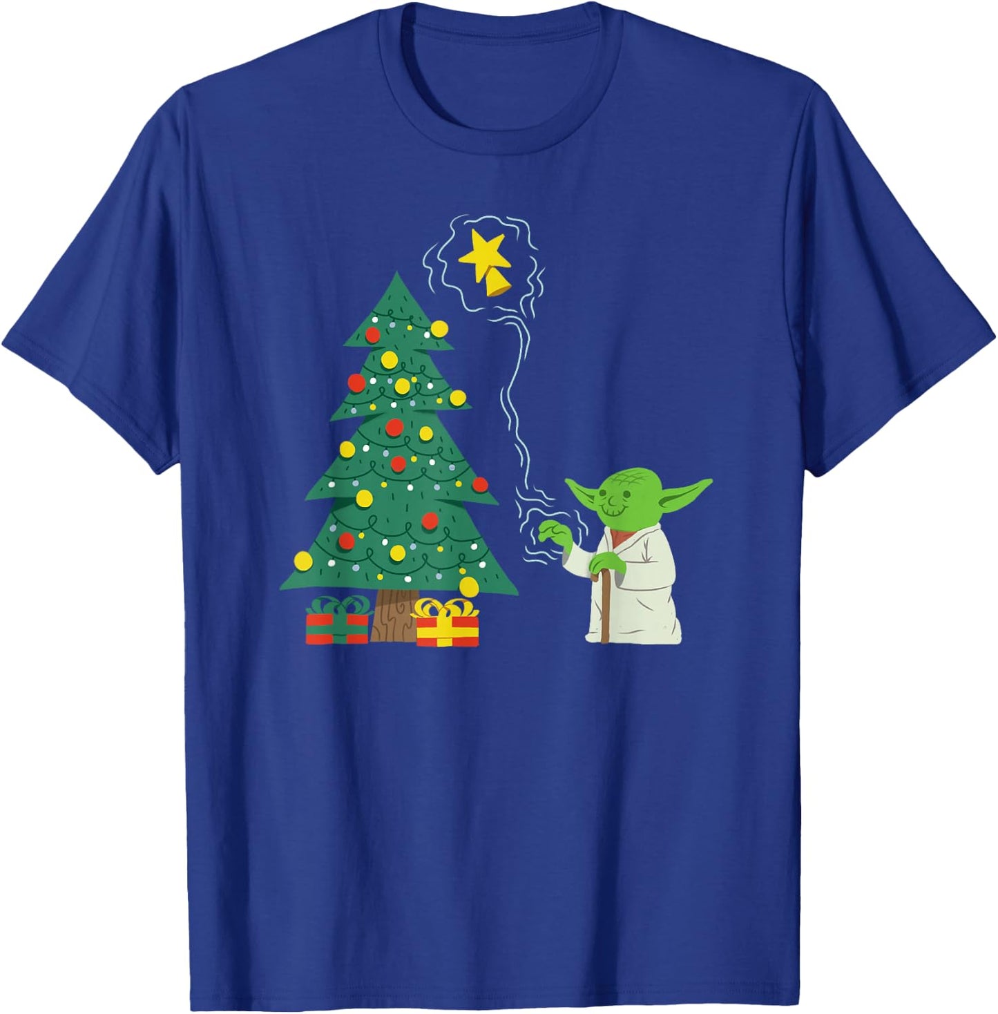 Star Wars Holiday Yoda Decorates Christmas Tree T-Shirt - T-Shirt | Royal