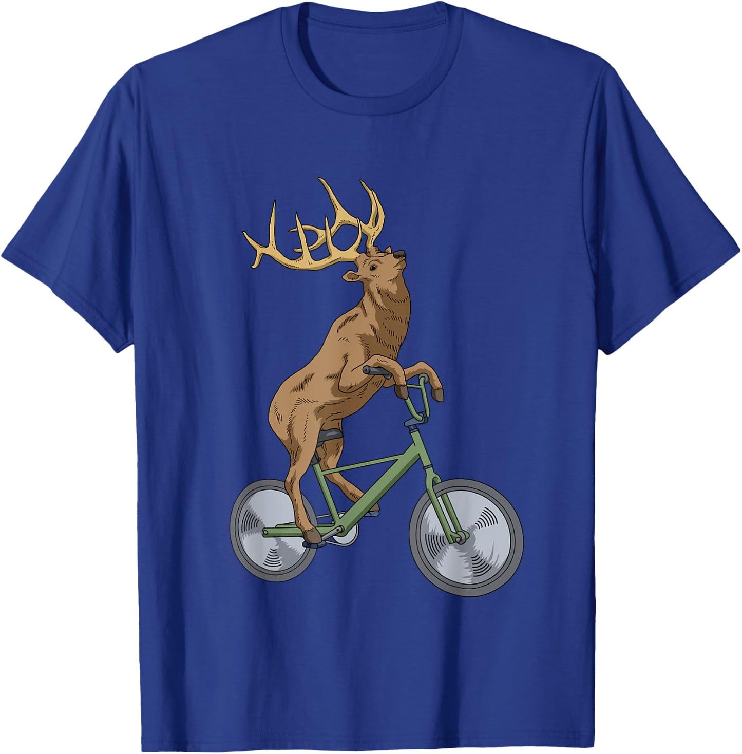 Bicycle Elk Shirt Boys Deer T Shirt Women Forest Nature Elk T-Shirt - T-Shirt | Royal