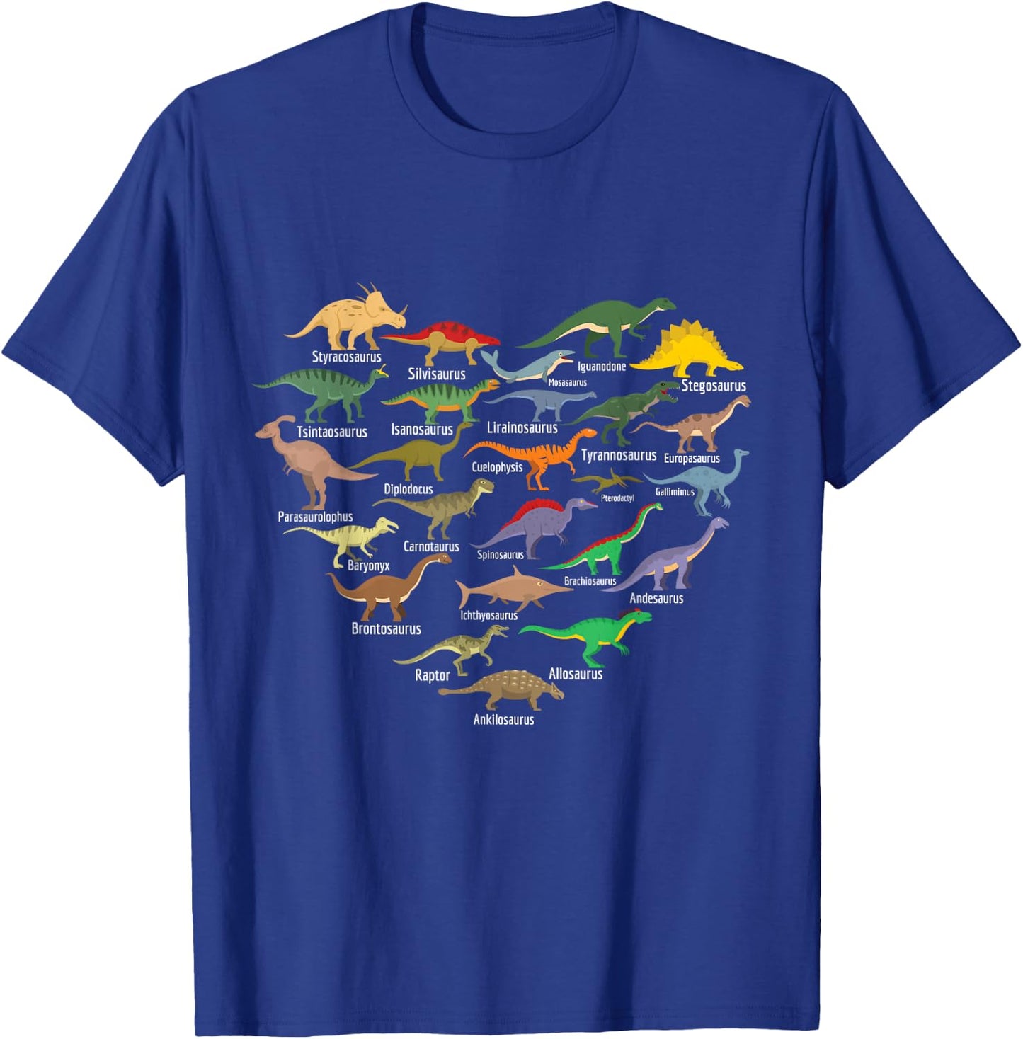 types of Dinosaurs heart Dino identification boys girls kids T-Shirt - T-Shirt | Royal