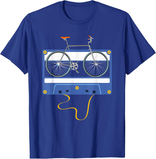 Vintage Cassette Cyclist Men Gift Biking Cycling Bicycle T-Shirt - T-Shirt | Royal