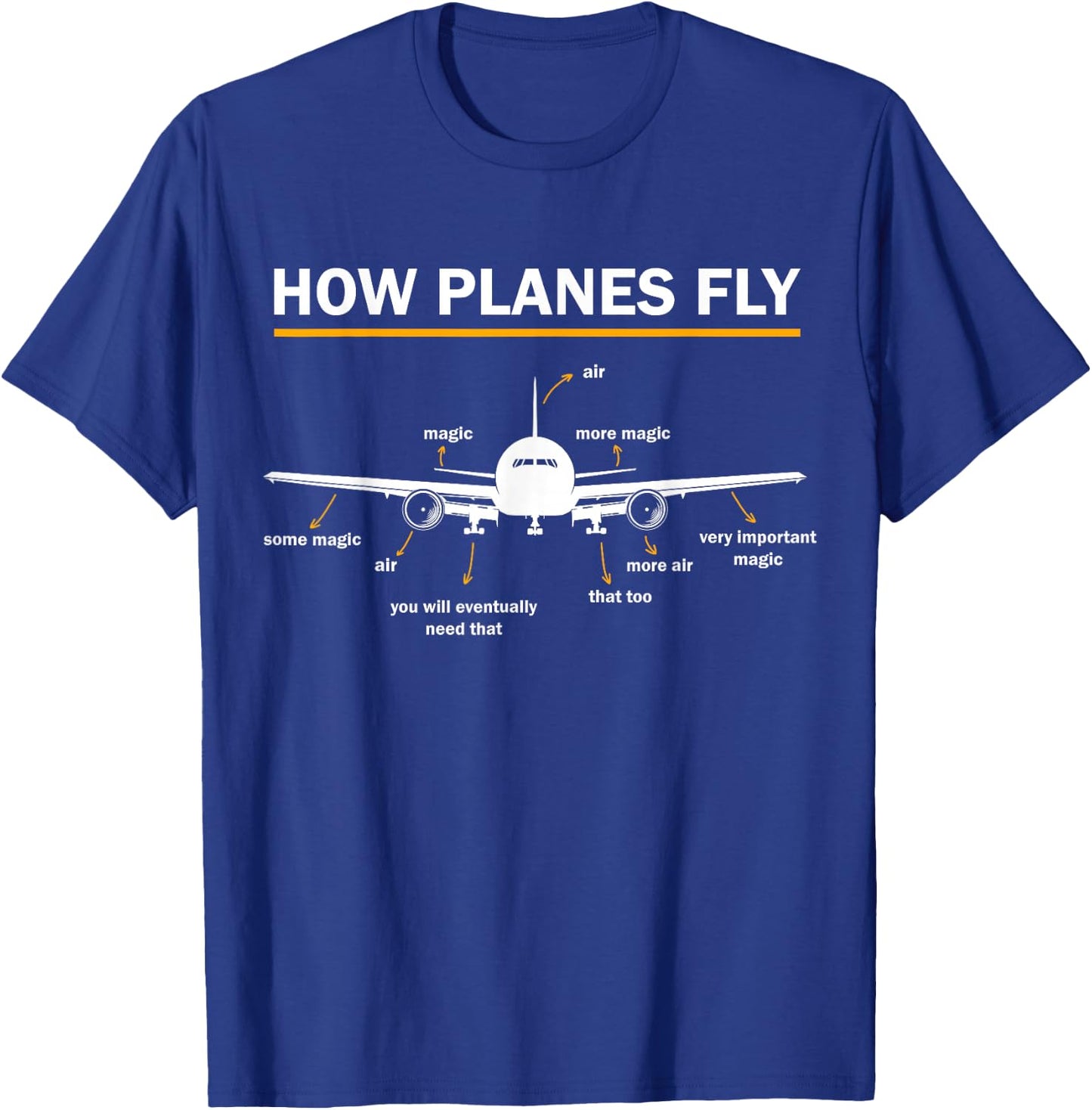 How Planes Fly Diagram Funny Aerospace Engineering Aviation T-Shirt - T-Shirt | Royal