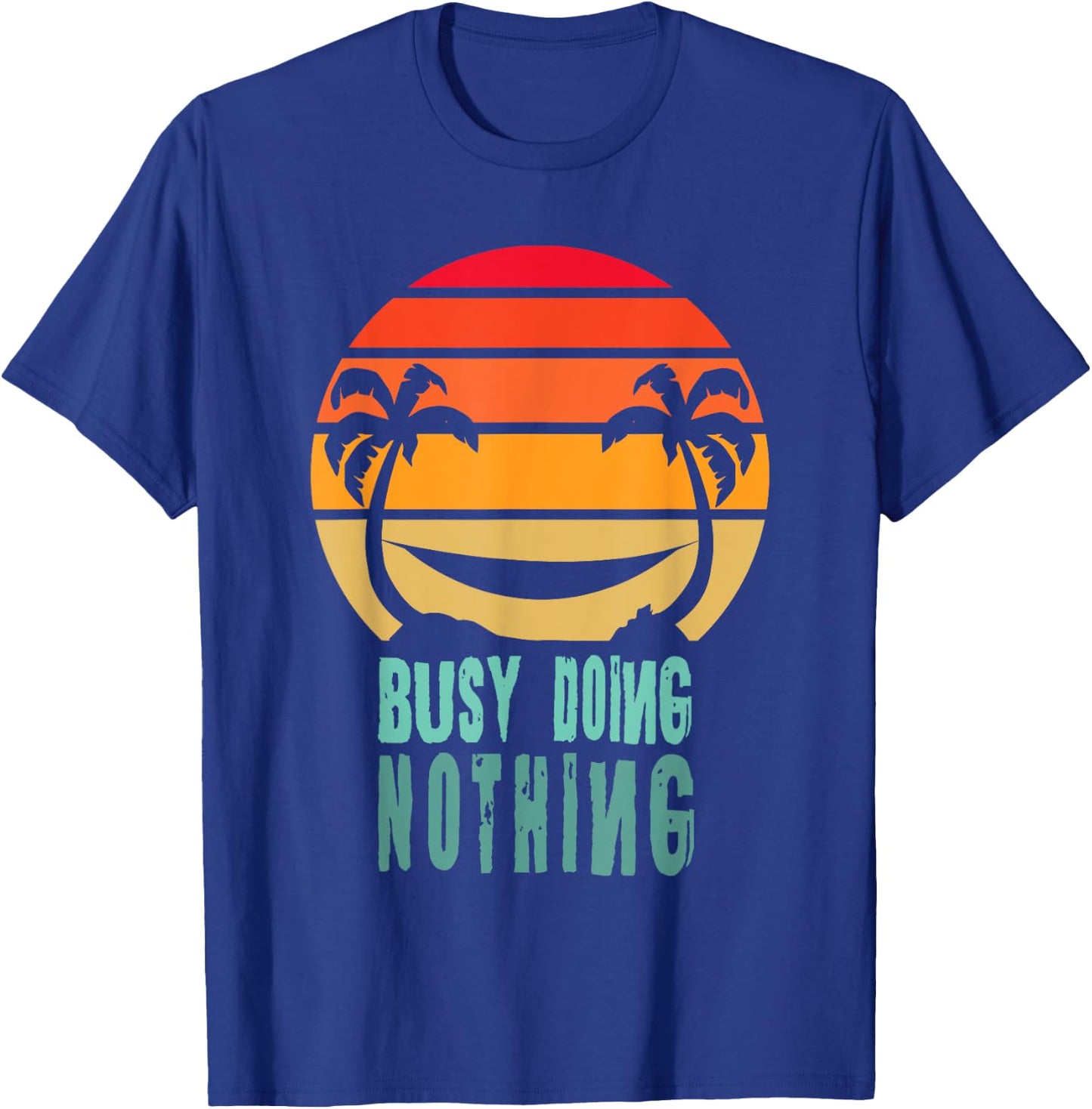 Busy Doing Nothing Sunset Hammock T-Shirt - T-Shirt | Royal