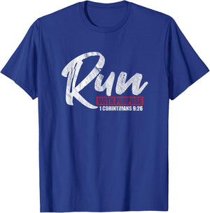 1 Corinthians 9:26 Christian Faith Running Runner T-Shirt - T-Shirt | Royal