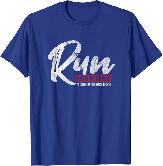 1 Corinthians 9:26 Christian Faith Running Runner T-Shirt - T-Shirt | Royal