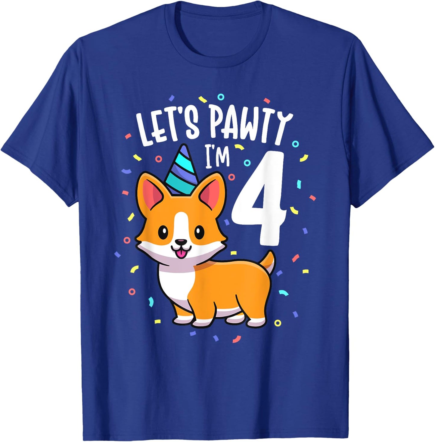 4 Years Old Corgi Dog Lover 4th Birthday Party Outfit Kid T-Shirt - T-Shirt | Royal