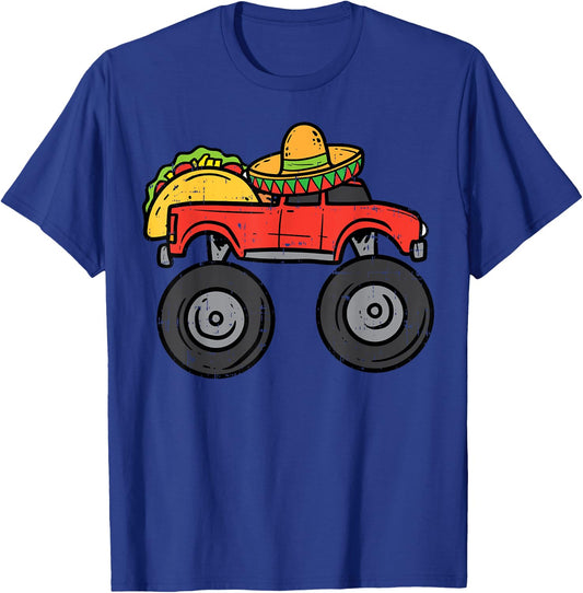 Taco Monster Truck Sombrero Cinco De Mayo Mexican Boys Kids T-Shirt - T-Shirt | Royal