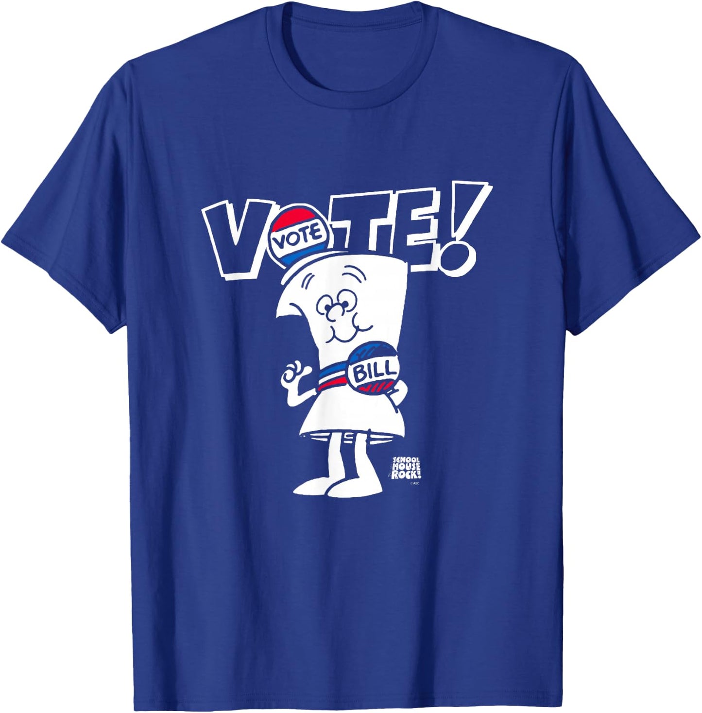 Schoolhouse Rock Vote with Bill Election Day Retro Cartoon T-Shirt - T-Shirt | Royal