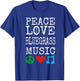 Peace, Love and Bluegrass Music Gear | Bluegrass T-Shirt - T-Shirt | Royal