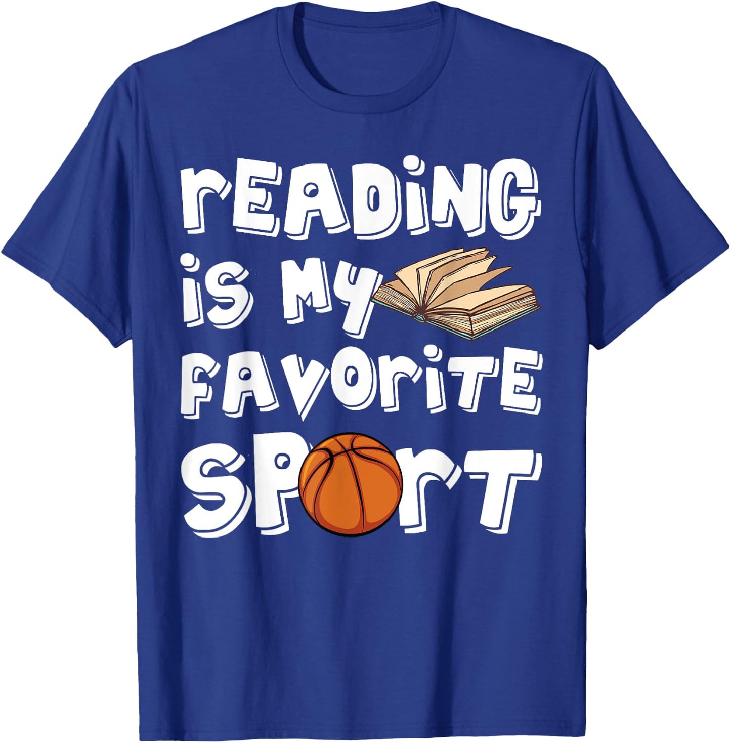 Reading is My Favorite Sport Basketball Player Book Day T-Shirt - T-Shirt | Royal