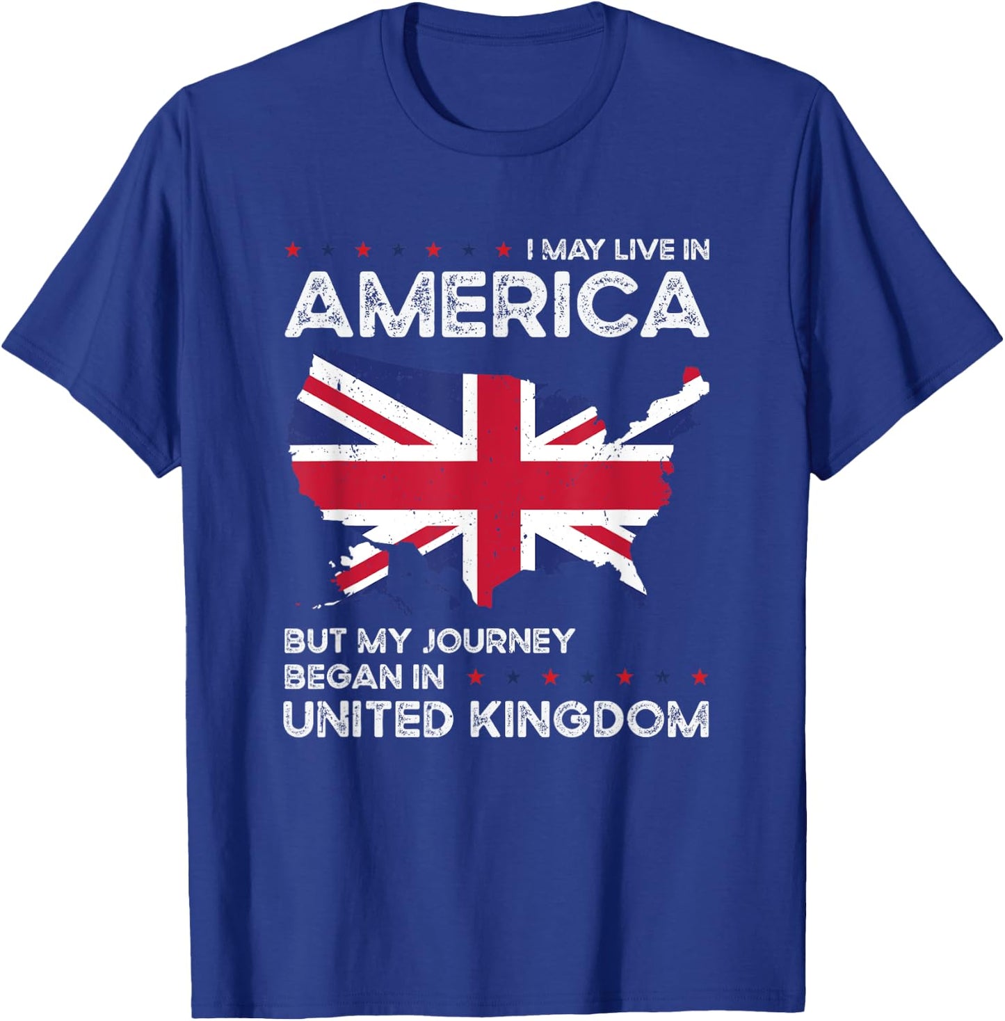 British American Patriot USA Grown United Kingdom UK US Flag T-Shirt - T-Shirt | Royal