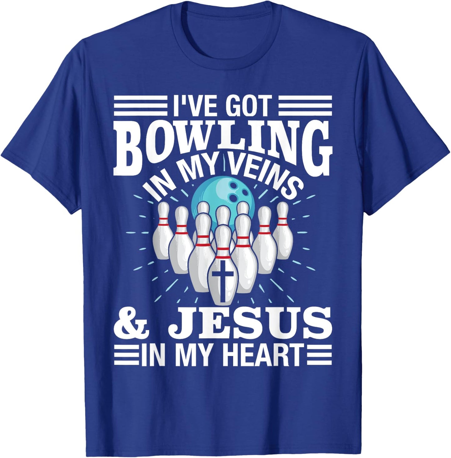 Funny Bowling Gift Women Cute Bowler And Jesus Love T-Shirt - T-Shirt | Royal