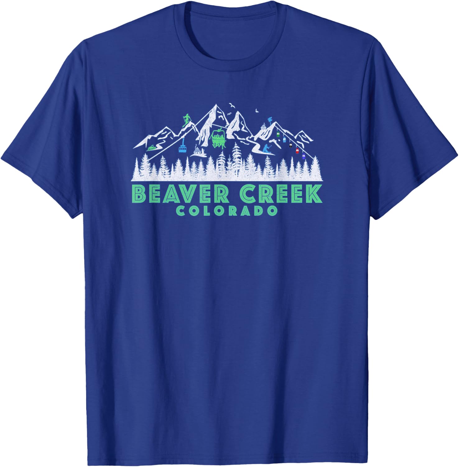 Retro Beaver Creek, CO Illustration - Vintage Snow Ski T-Shirt - T-Shirt | Royal