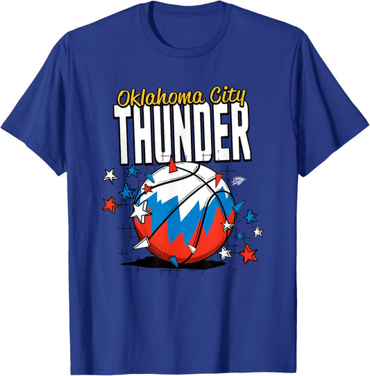 NBA Oklahoma City Thunder Basketball Doodle Stars T-Shirt - T-Shirt | Royal