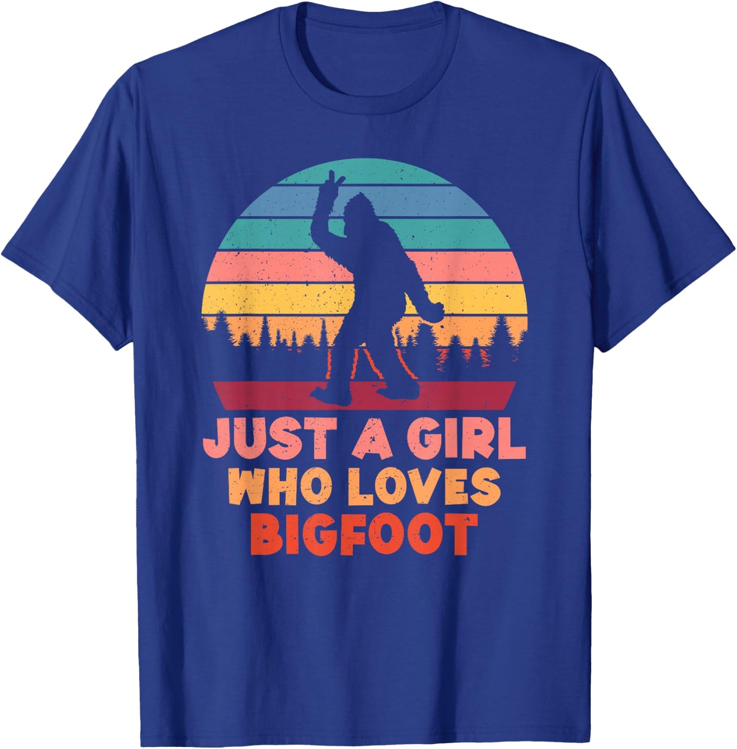 Just a Girl Who Loves Bigfoot Girls Big Foot Sasquatch T-Shirt - T-Shirt | Royal