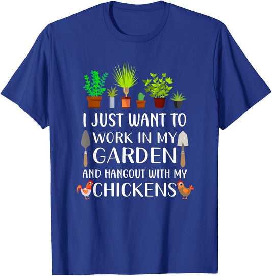 Chicken lover funny gardening shirt women, Gardener T-Shirt - T-Shirt | Royal