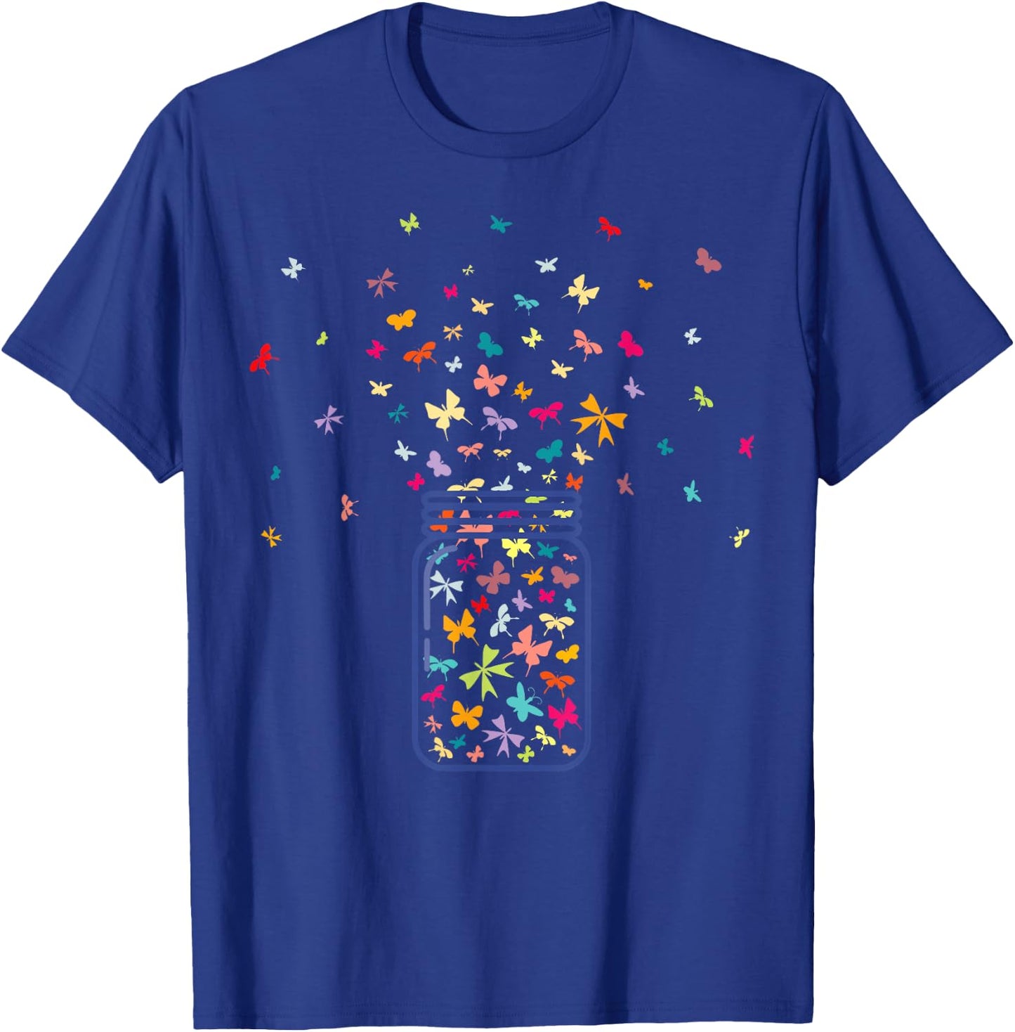 Colorful Butterfly Jar Cute Butterfly Art Design Girls Women T-Shirt - T-Shirt | Royal