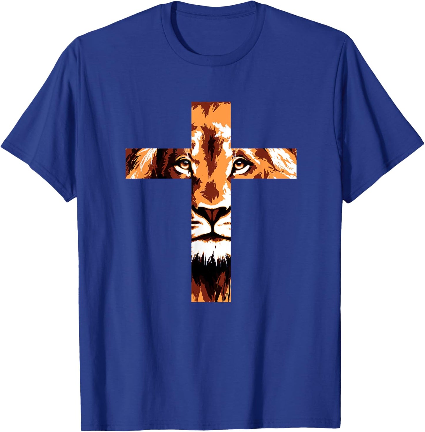 Chirstian Cross Lion Judah Jesus God Faith T-Shirt - T-Shirt | Royal