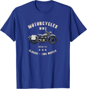 Indian 741 Classic Motorcycle WW2 T-Shirt - T-Shirt | Royal