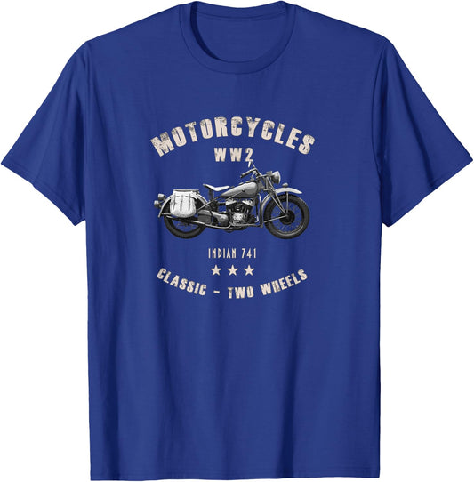 Indian 741 Classic Motorcycle WW2 T-Shirt - T-Shirt | Royal