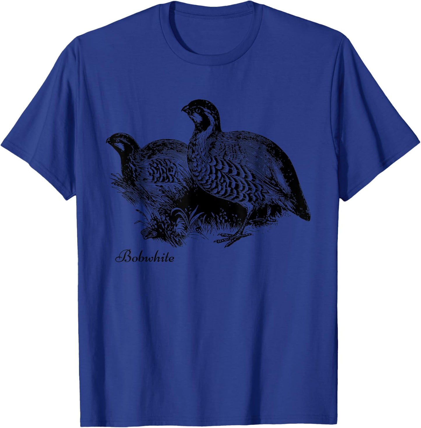 Bird Birder & Birding Apparel Company Bobwhite Northern Bobwhite Quail - Grey, -Adults, Small, Short Sleeve, Classic Fit, Cotton T-Shirt - T-Shirt | Royal