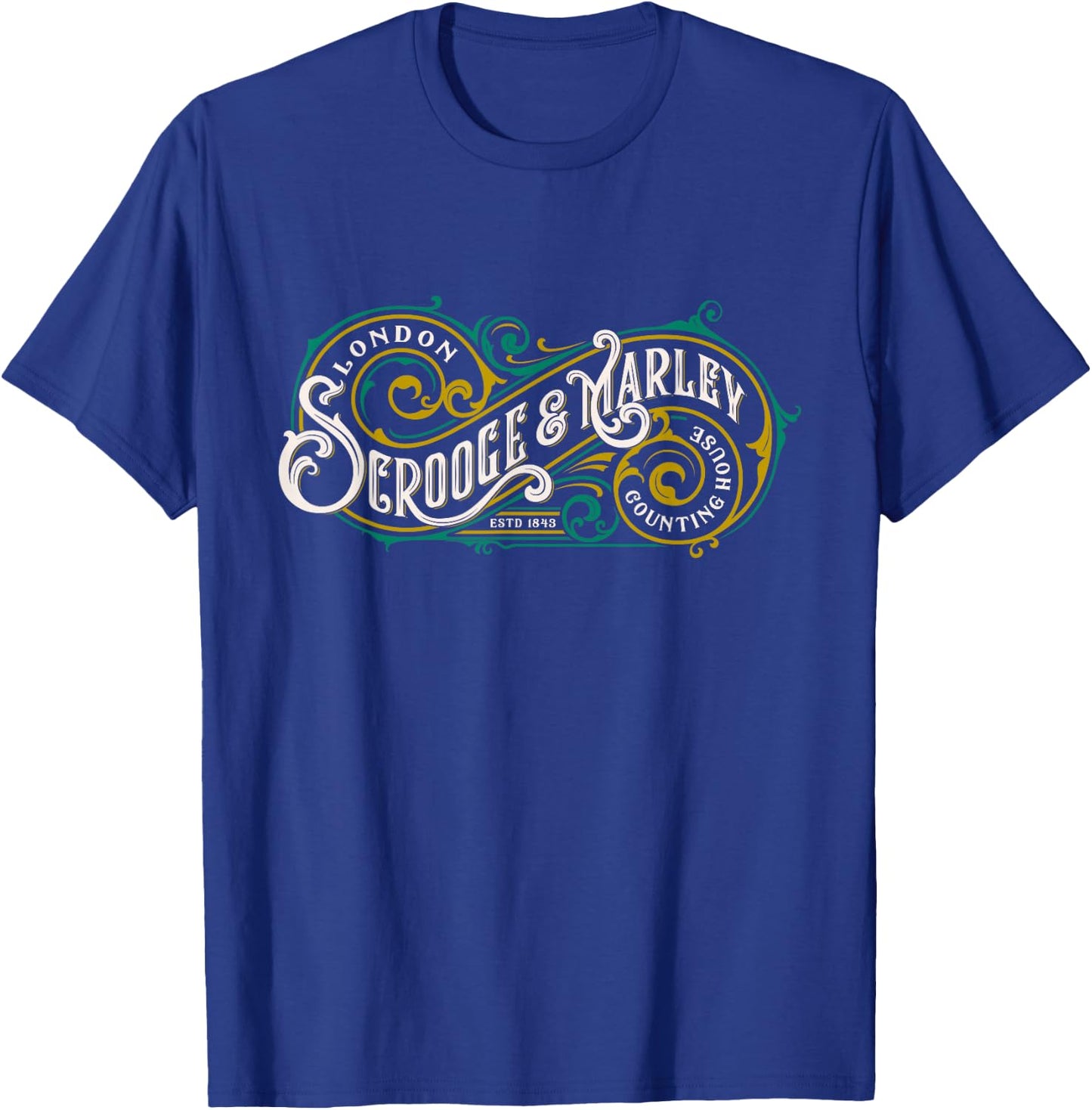 Scrooge and Marley Counting House Christmas Carol Vintage T-Shirt - T-Shirt | Royal