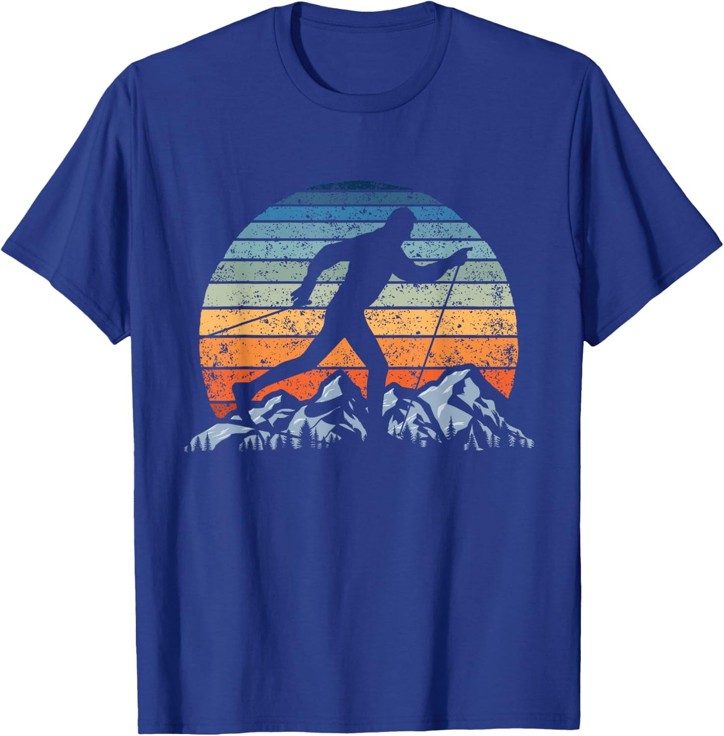 Winter Sports Vintage Sunset Cross-Country Skiing T-Shirt - T-Shirt | Royal