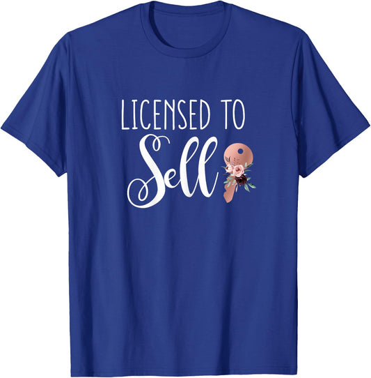 Licensed to Sell Floral Key for New Real Estate Agent Women T-Shirt - T-Shirt | Royal