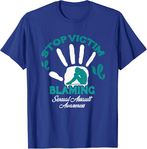 Stop Victim Blaming Violence Sexual Assault Awareness Month T-Shirt - T-Shirt | Royal