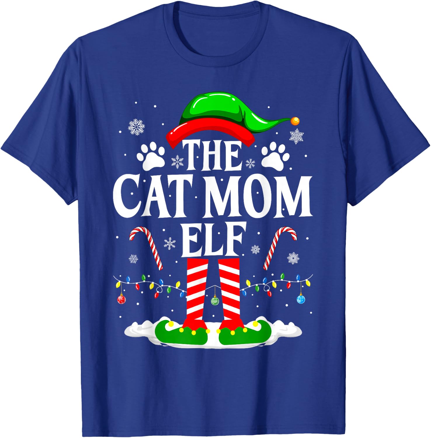 The Cat Mom Elf Xmas Funny Cats lover Christmas Cat Mom T-Shirt - T-Shirt | Royal