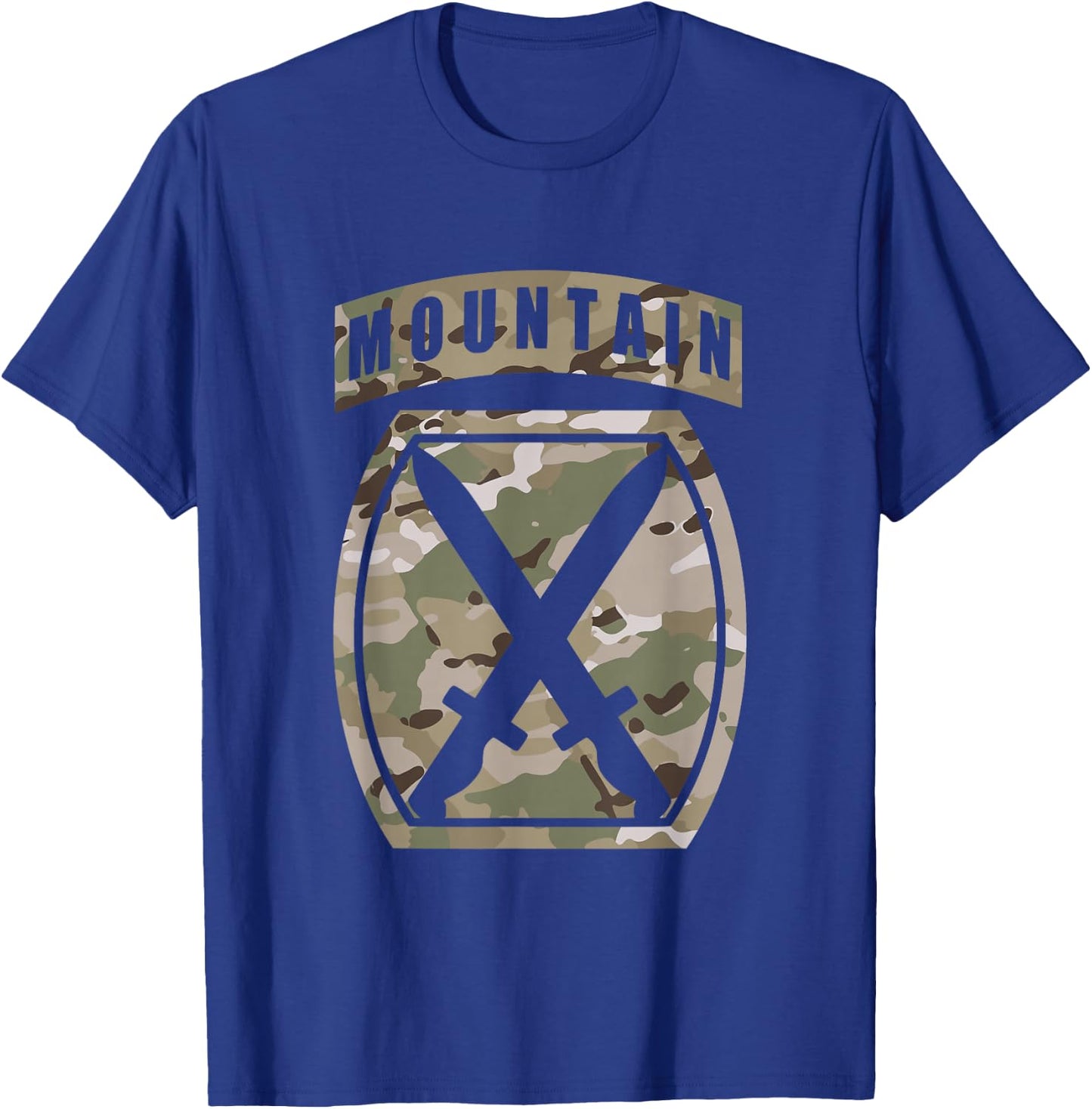 10th Mountain Division Patch - 10th MTN OCP Multicam Camo T-Shirt - T-Shirt | Royal