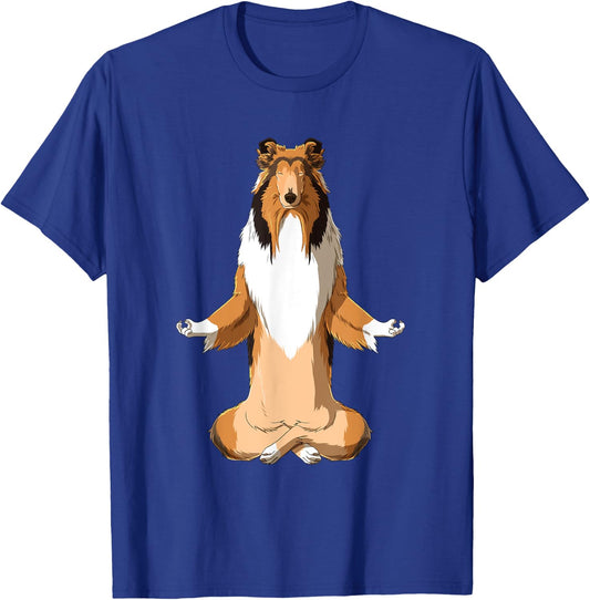 Yoga Collie Dog Long Hair Collie Men Women Girls Kids T-Shirt - T-Shirt | Royal