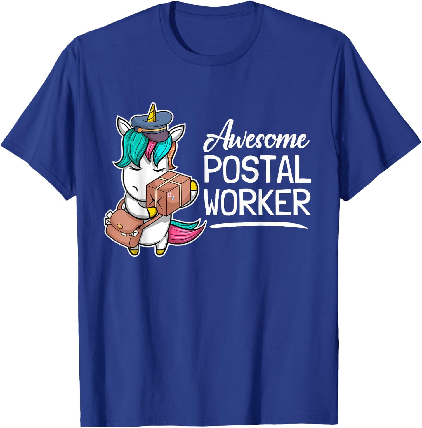 Funny Postal Worker Mailman I Awesome Unicorn Postman T-Shirt - T-Shirt | Royal
