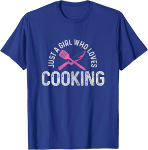 Chef Just A Girl Who Loves Cooking Cooking Chef Gift T-Shirt - T-Shirt | Royal
